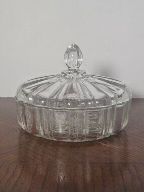 Anchor Hocking "Old Cafe" Clear Covered Candy Dish Lid 1930s Depression Glass